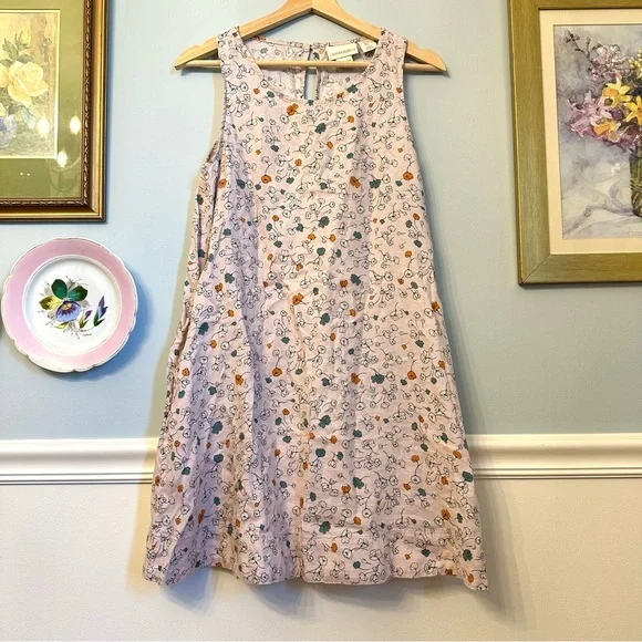 Cynthia Rowley 100% Linen Sz Small Floral Pink Mini Dress Tunic Minimalist - Picture 1 of 7